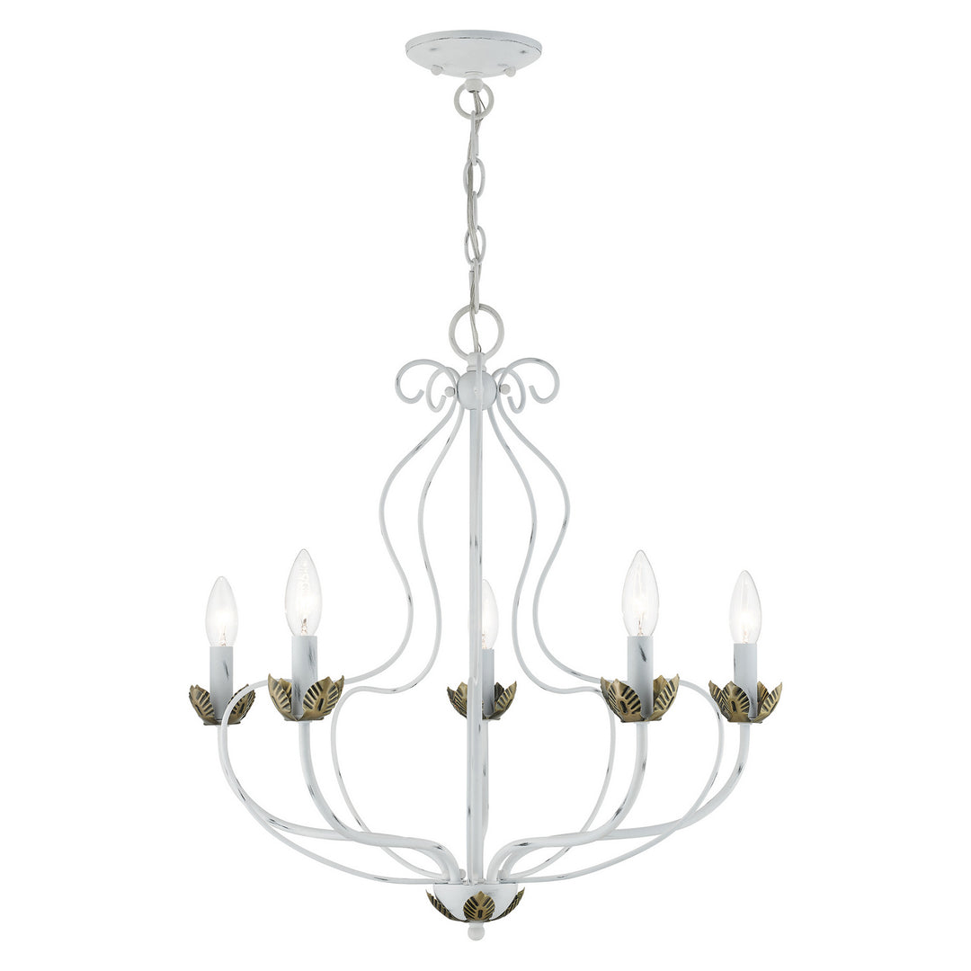 Livex Katarina 42905-60 Chandelier Light - Antique White w/ Antique Brasss