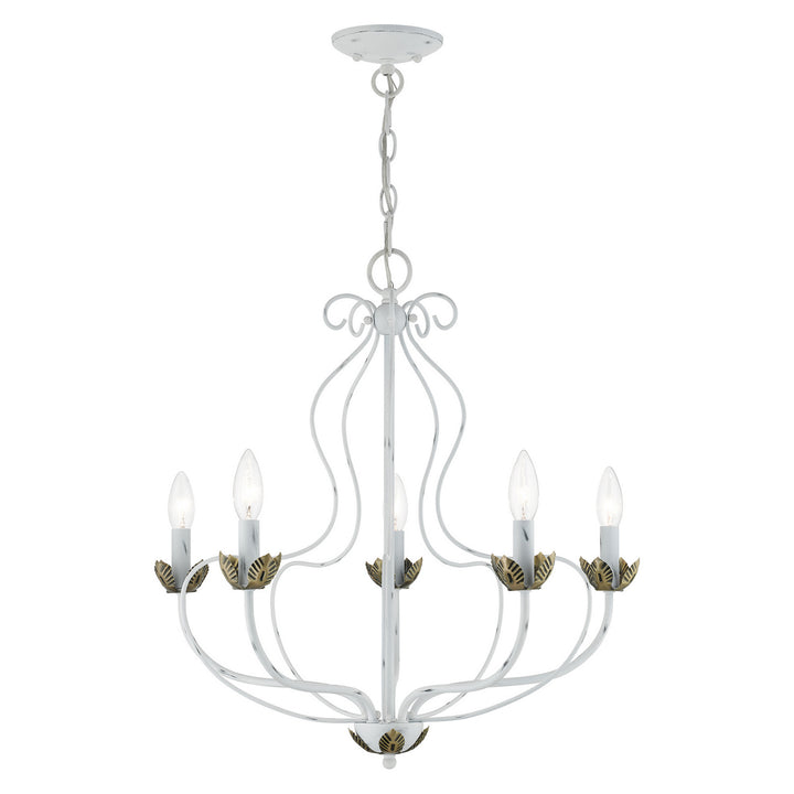 Livex Katarina 42905-60 Chandelier Light - Antique White w/ Antique Brasss