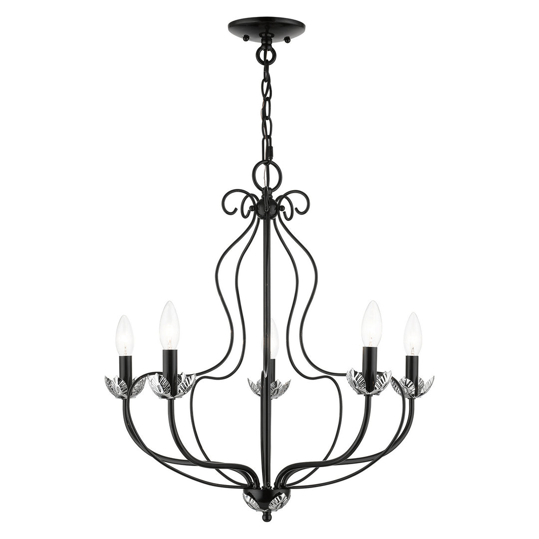 Livex Katarina 42905-68 Chandelier Light - Shiny Black w/ Polished Chromes