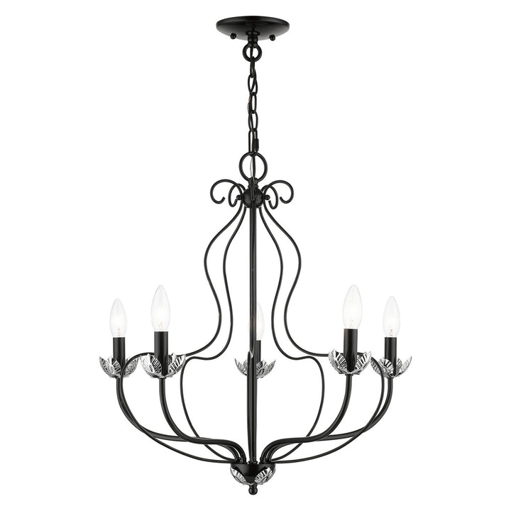 Livex Katarina 42905-68 Chandelier Light - Shiny Black w/ Polished Chromes