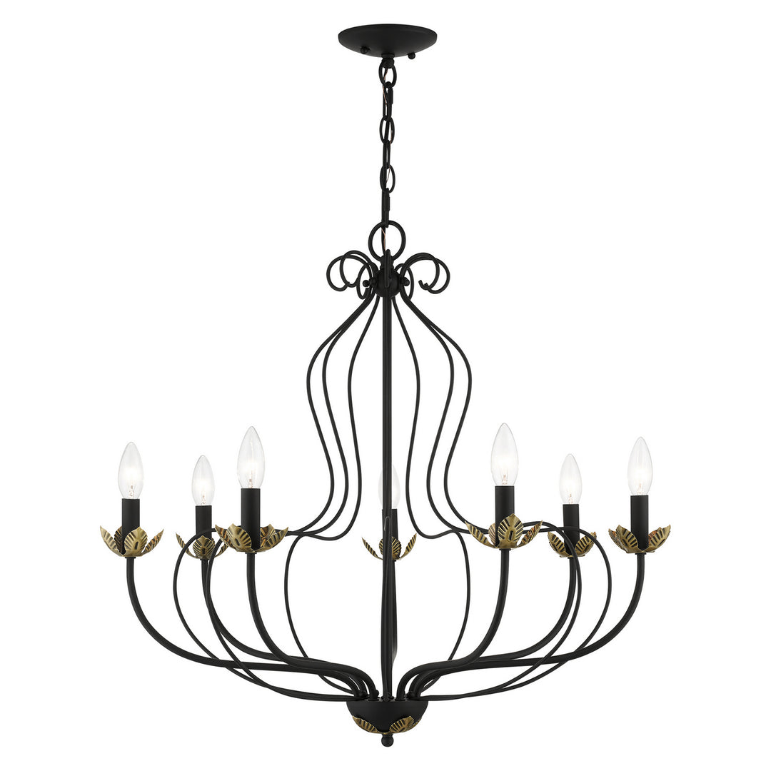Livex Katarina 42907-04 Chandelier Light - Black w/ Antique Brasss