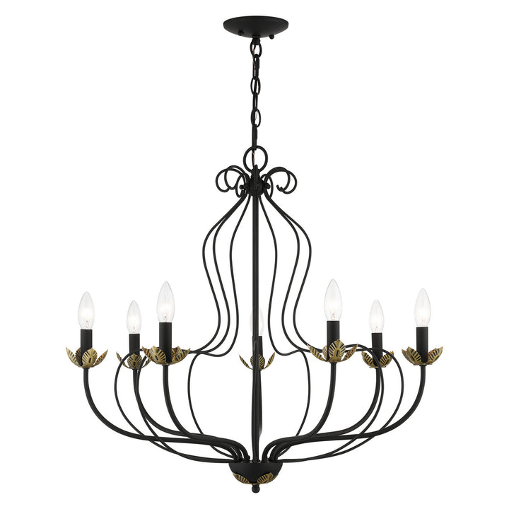 Livex Katarina 42907-04 Chandelier Light - Black w/ Antique Brasss