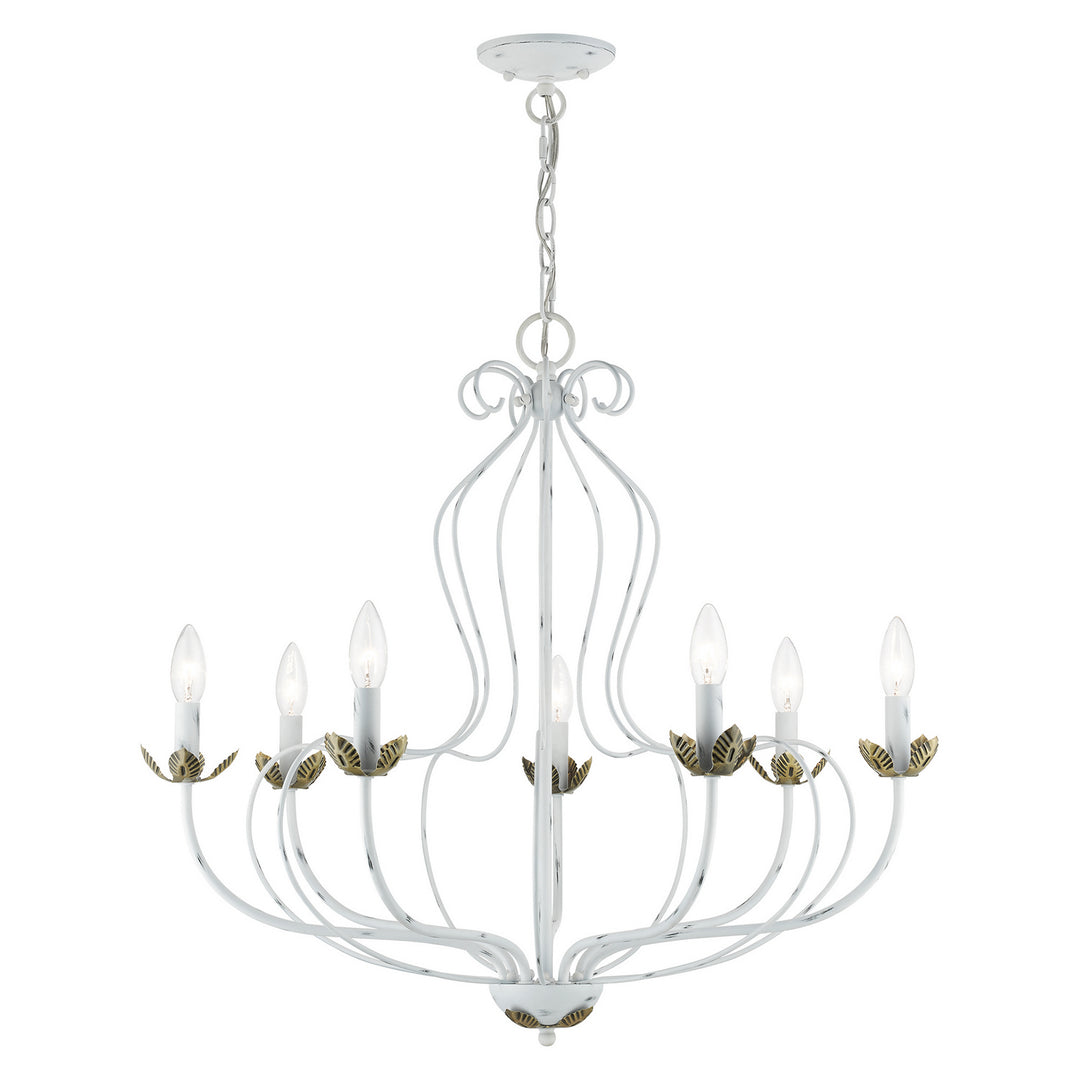 Livex Katarina 42907-60 Chandelier Light - Antique White w/ Antique Brasss