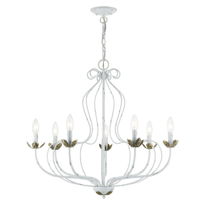Livex Katarina 42907-60 Chandelier Light - Antique White w/ Antique Brasss