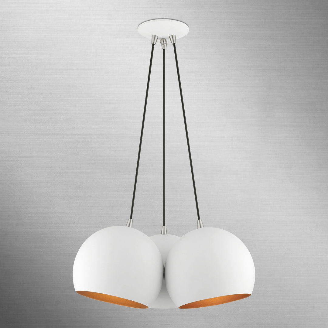 Livex Piedmont 43393-03 Pendant Light - White w/ Brushed Nickels