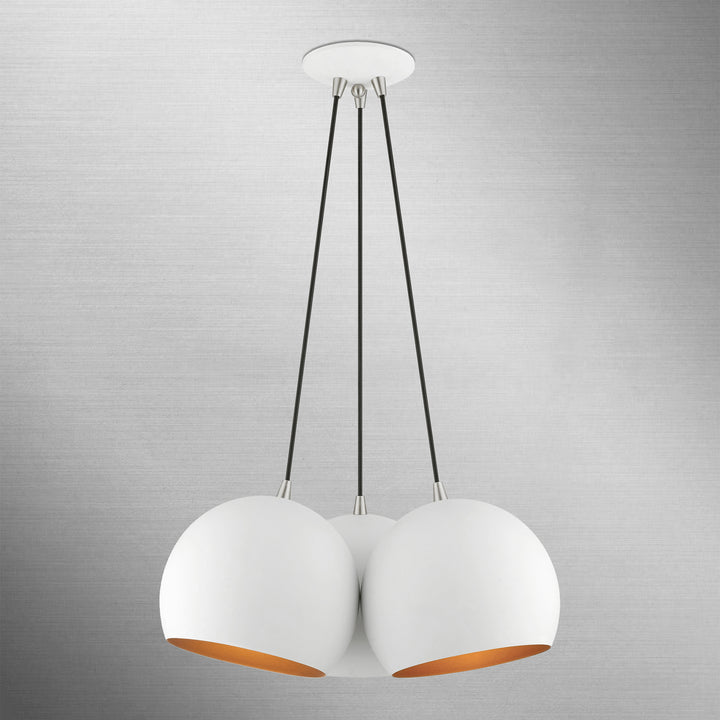 Livex Piedmont 43393-03 Pendant Light - White w/ Brushed Nickels