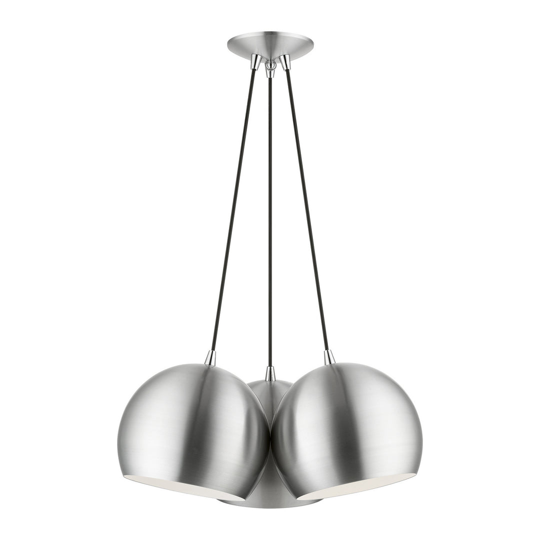 Livex Piedmont 43393-66 Pendant Light - Brushed Aluminum w/ Polished Chromes