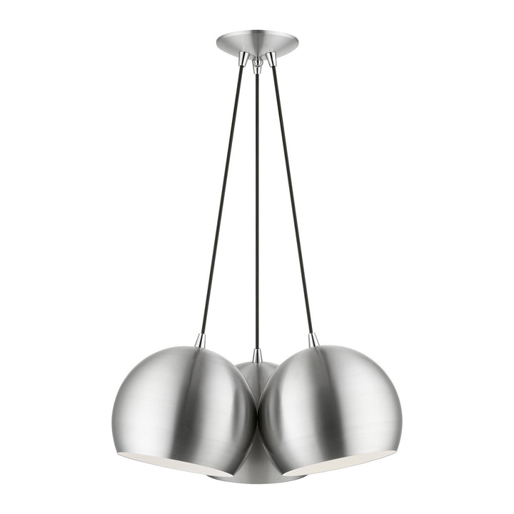 Livex Piedmont 43393-66 Pendant Light - Brushed Aluminum w/ Polished Chromes