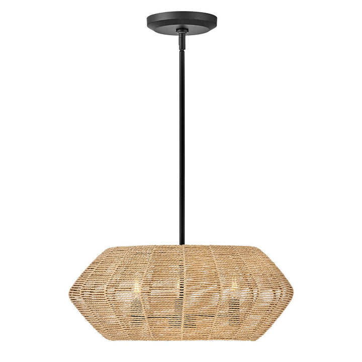 Hinkley Luca 40383BLK-CML Pendant Light - Black with Camel Rattan shade