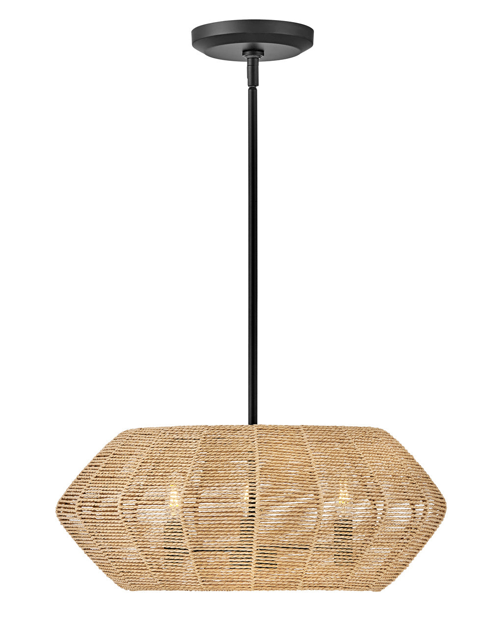 Hinkley Luca 40383BLK-CML Pendant Light - Black with Camel Rattan shade