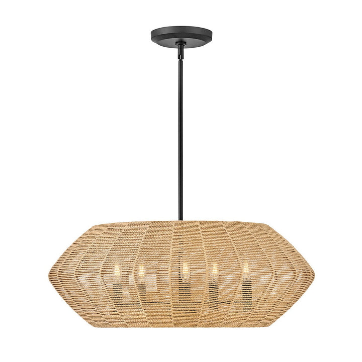 Hinkley Luca 40384BLK-CML Pendant Light - Black with Camel Rattan shade