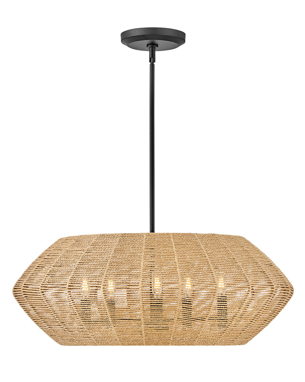 Hinkley Luca 40384BLK-CML Pendant Light - Black with Camel Rattan shade