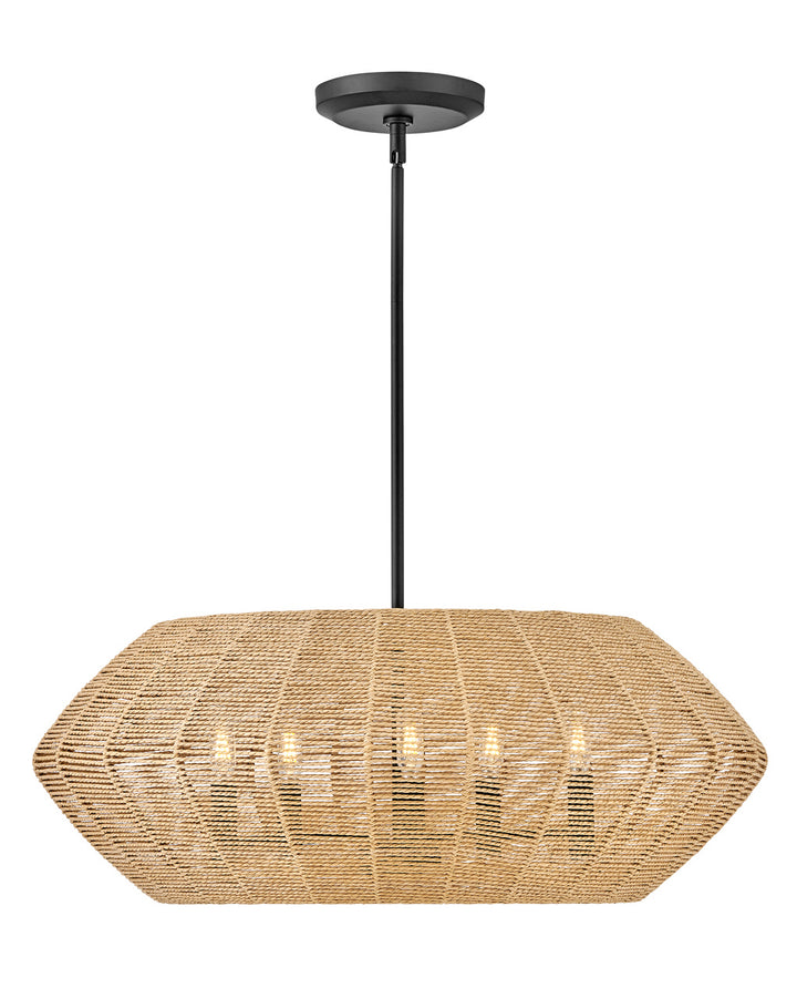 Hinkley Luca 40384BLK-CML Pendant Light - Black with Camel Rattan shade