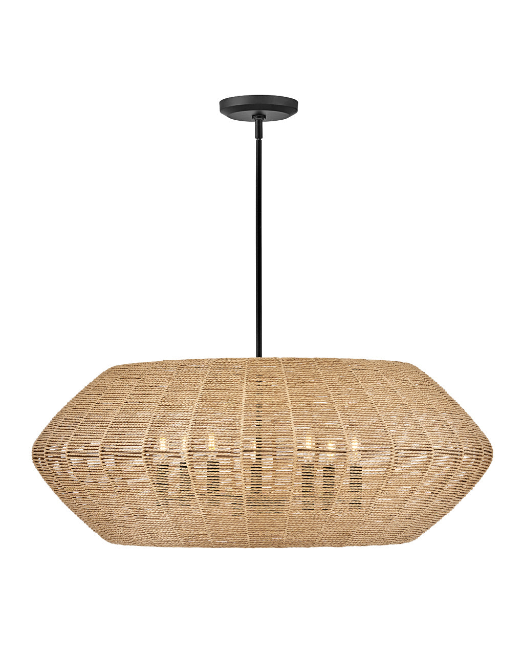 Hinkley Luca 40385BLK-CML Pendant Light - Black with Camel Rattan shade