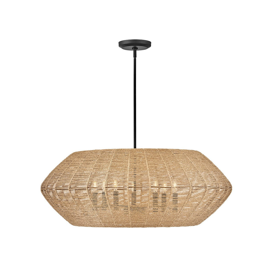 Hinkley Luca 40385BLK-CML Pendant Light - Black with Camel Rattan shade