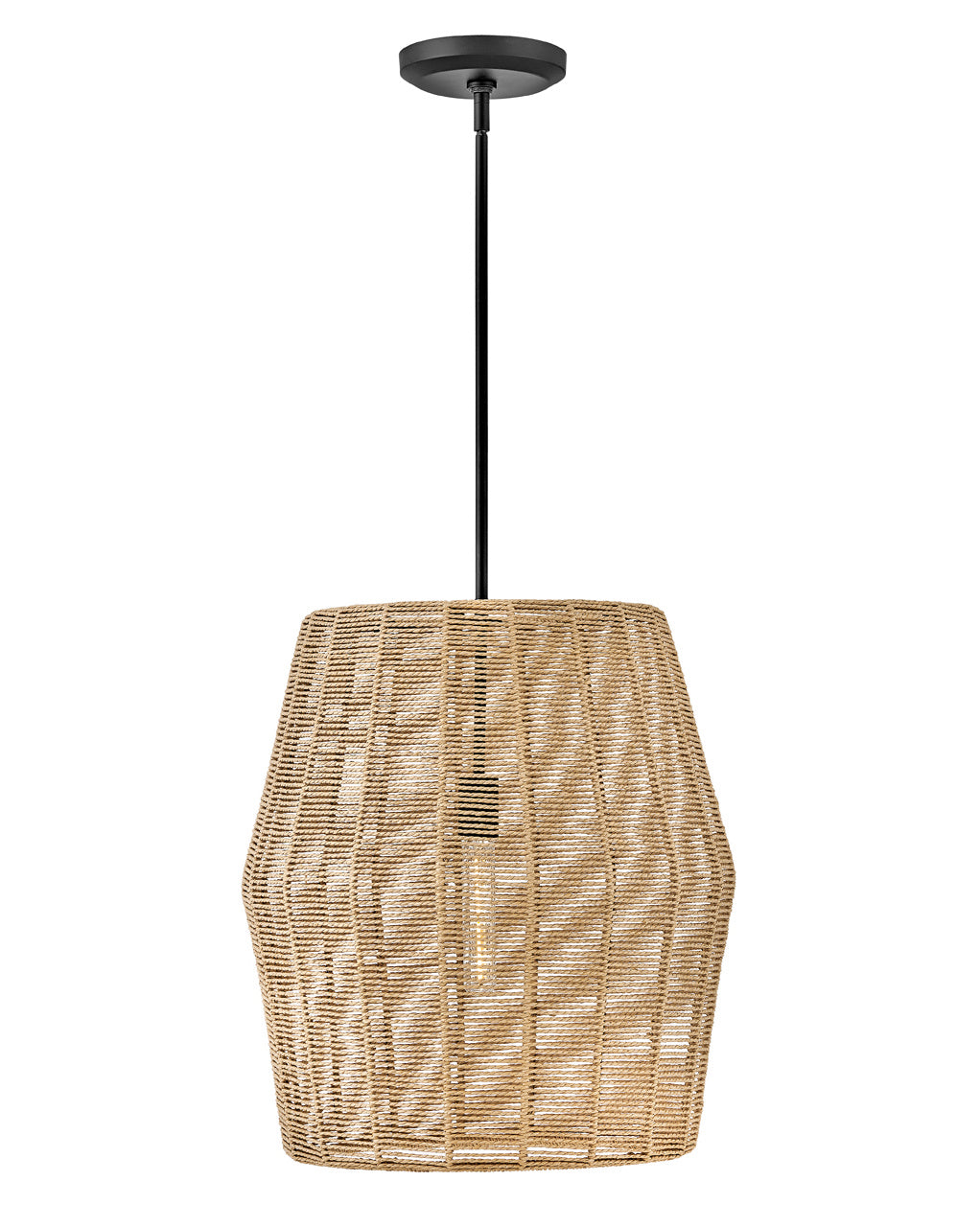 Hinkley Luca 40387BLK-CML Pendant Light - Black with Camel Rattan shade