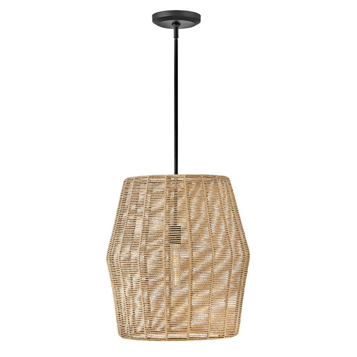 Hinkley Luca 40387BLK-CML Pendant Light - Black with Camel Rattan shade