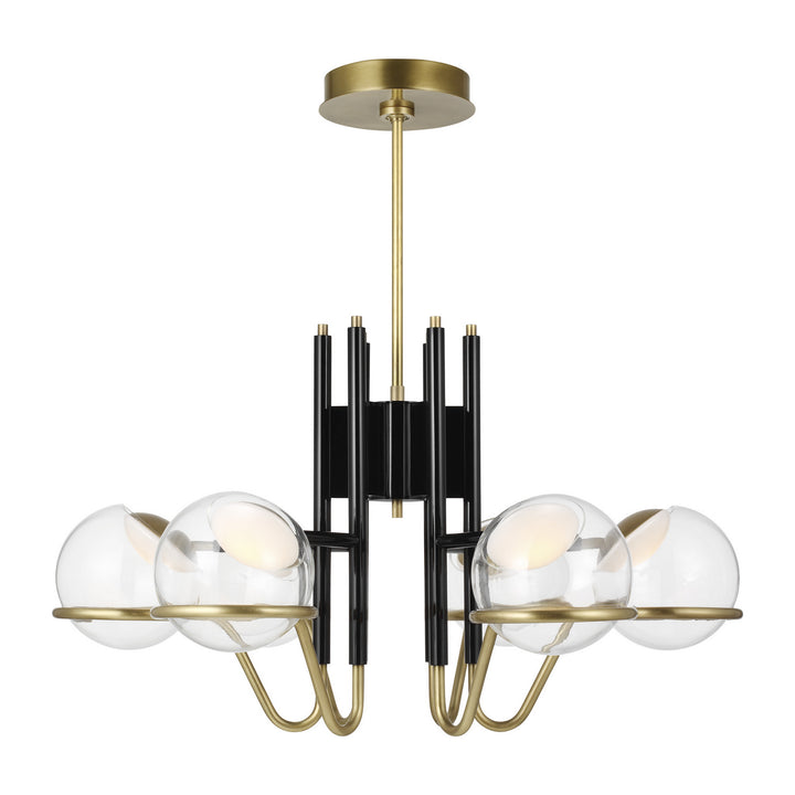 Visual Comfort Modern Crosby 700CRBY6BNB-LED927-277 Chandelier Light - Glossy Black/Natural Brass
