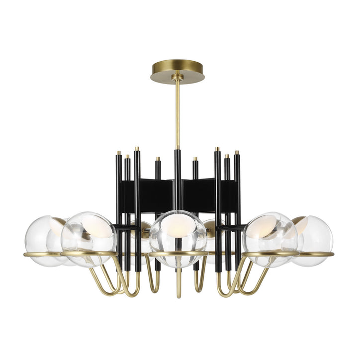 Visual Comfort Modern Crosby 700CRBY9BNB-LED927-277 Chandelier Light - Glossy Black/Natural Brass