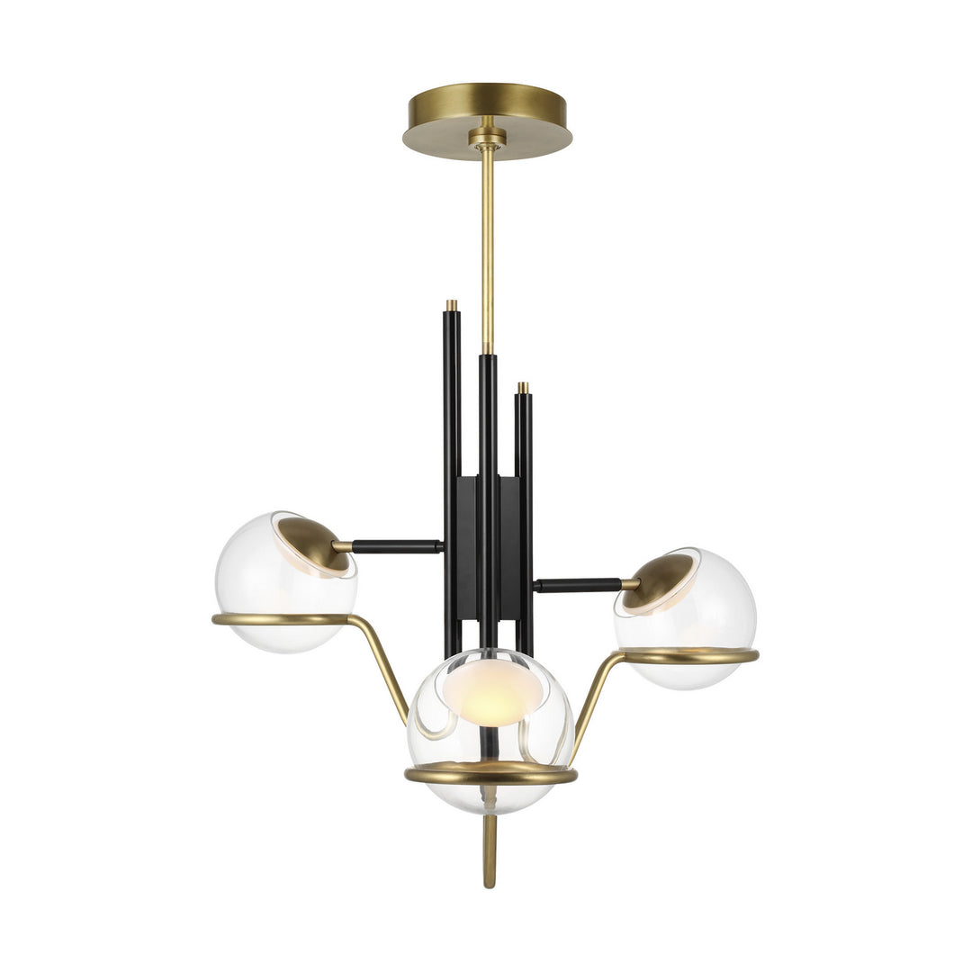 Visual Comfort Modern Crosby 700TDCRBY3BNB-LED927 Chandelier Light - Glossy Black/Natural Brass