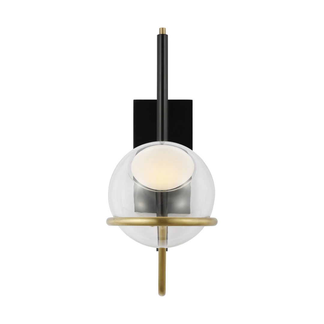 Visual Comfort Modern Crosby 700WSCRBY18BNB-LED927 Wall Light - Glossy Black/Natural Brass