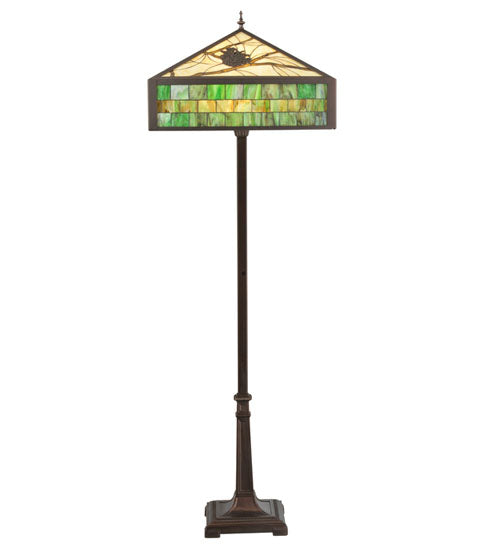 Meyda Tiffany Lighting 119175 Green Pine Branch Two Light Floor Lamp Lamp Bronze / Dark