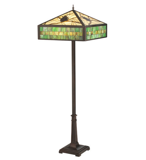 Meyda Tiffany Lighting 119175 Green Pine Branch Two Light Floor Lamp Lamp Bronze / Dark