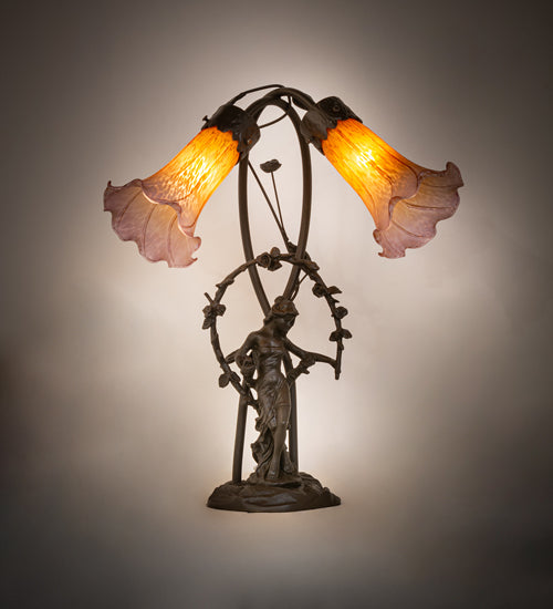 Meyda Tiffany Lighting 11923 Amber/Purple Two Light Accent Lamp Lamp Bronze / Dark