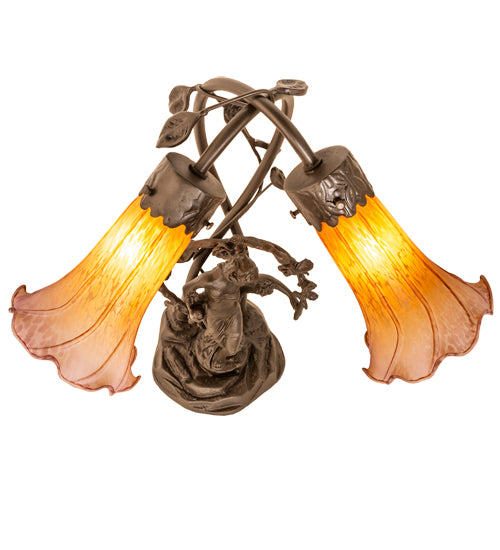 Meyda Tiffany Lighting 11923 Amber/Purple Two Light Accent Lamp Lamp Bronze / Dark