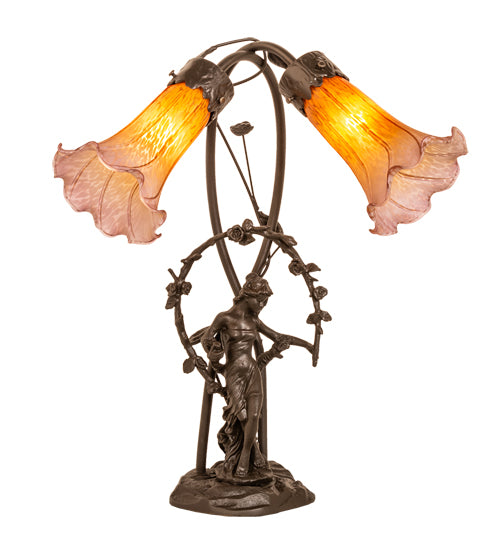 Meyda Tiffany Lighting 11923 Amber/Purple Two Light Accent Lamp Lamp Bronze / Dark