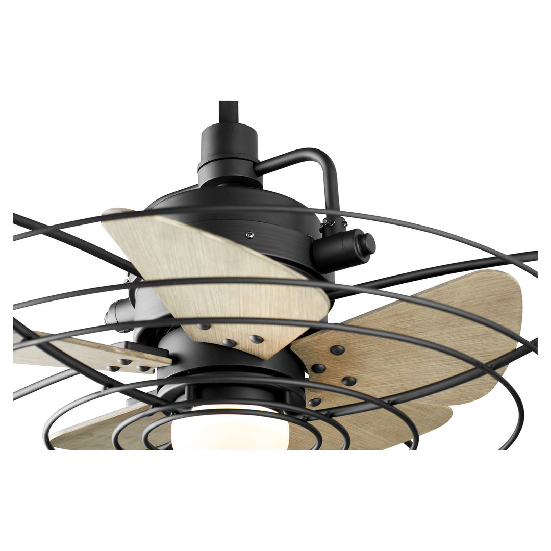 Quorum Bandit 22245-69 Ceiling Fan - Textured Black, Weathered Gray