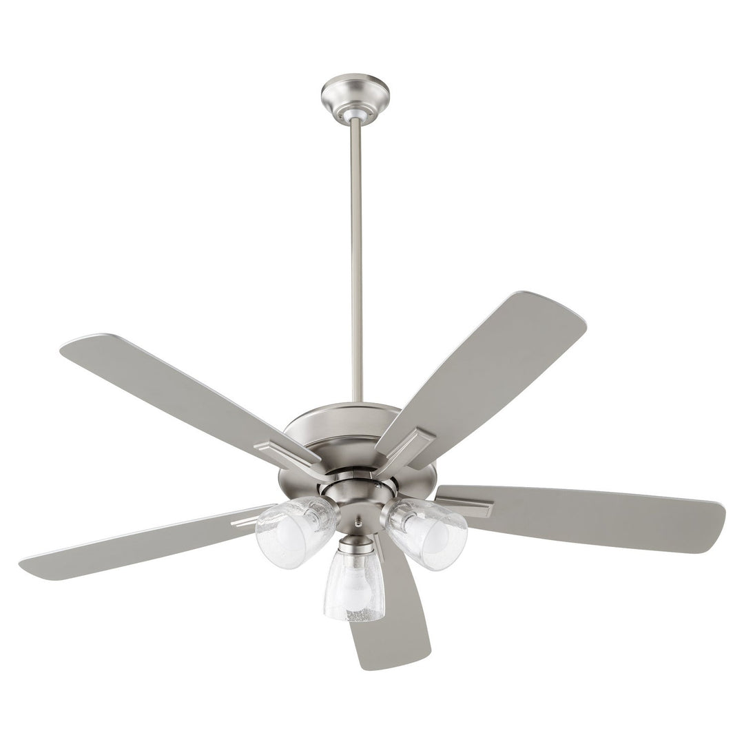 Quorum Ovation 4525-2365 Ceiling Fan 52 in. - Satin Nickel, Silver/Weathered Gray