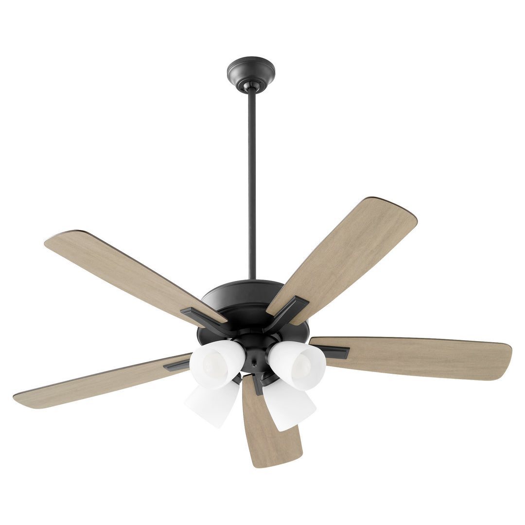 Quorum Ovation 4525-459 Ceiling Fan 52 in. - Matte Black, Matte Black/Weathered Gray