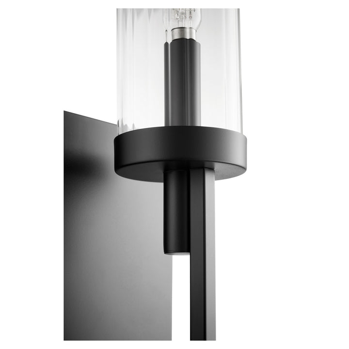 Quorum Ladin 501-1-69 Wall Sconce Light - Textured Black W/ Clear Fluted Glass