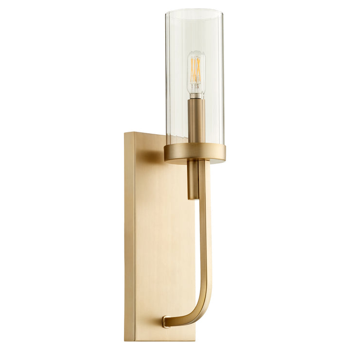 Quorum Ladin 501-1-80 Wall Sconce Light - Aged Brass W/ Smoke Fluted Glass