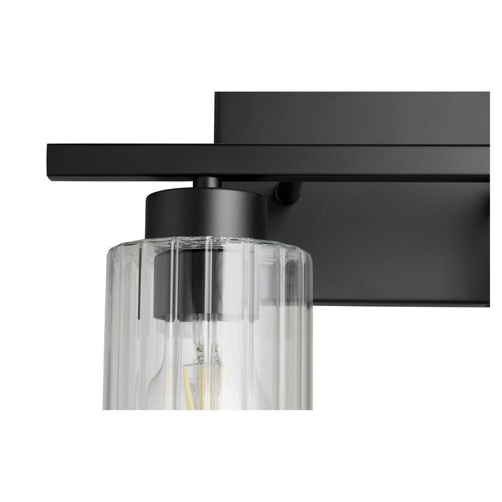 Quorum Ladin 501-2-69 Bath Vanity Light 14 in. wide - Textured Black W/ Clear Fluted Glass