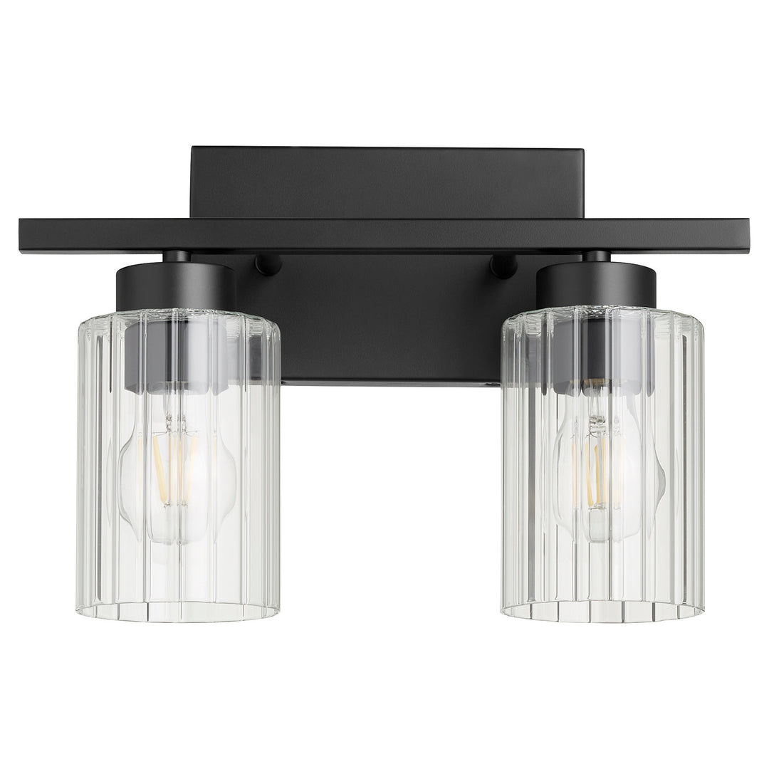 Quorum Ladin 501-2-69 Bath Vanity Light 14 in. wide - Textured Black W/ Clear Fluted Glass
