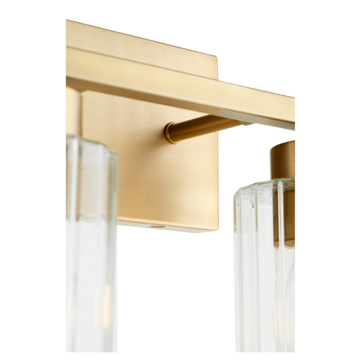Quorum Ladin 501-3-280 Bath Vanity Light 22 in. wide - Aged Brass W/ Clear Fluted Glass
