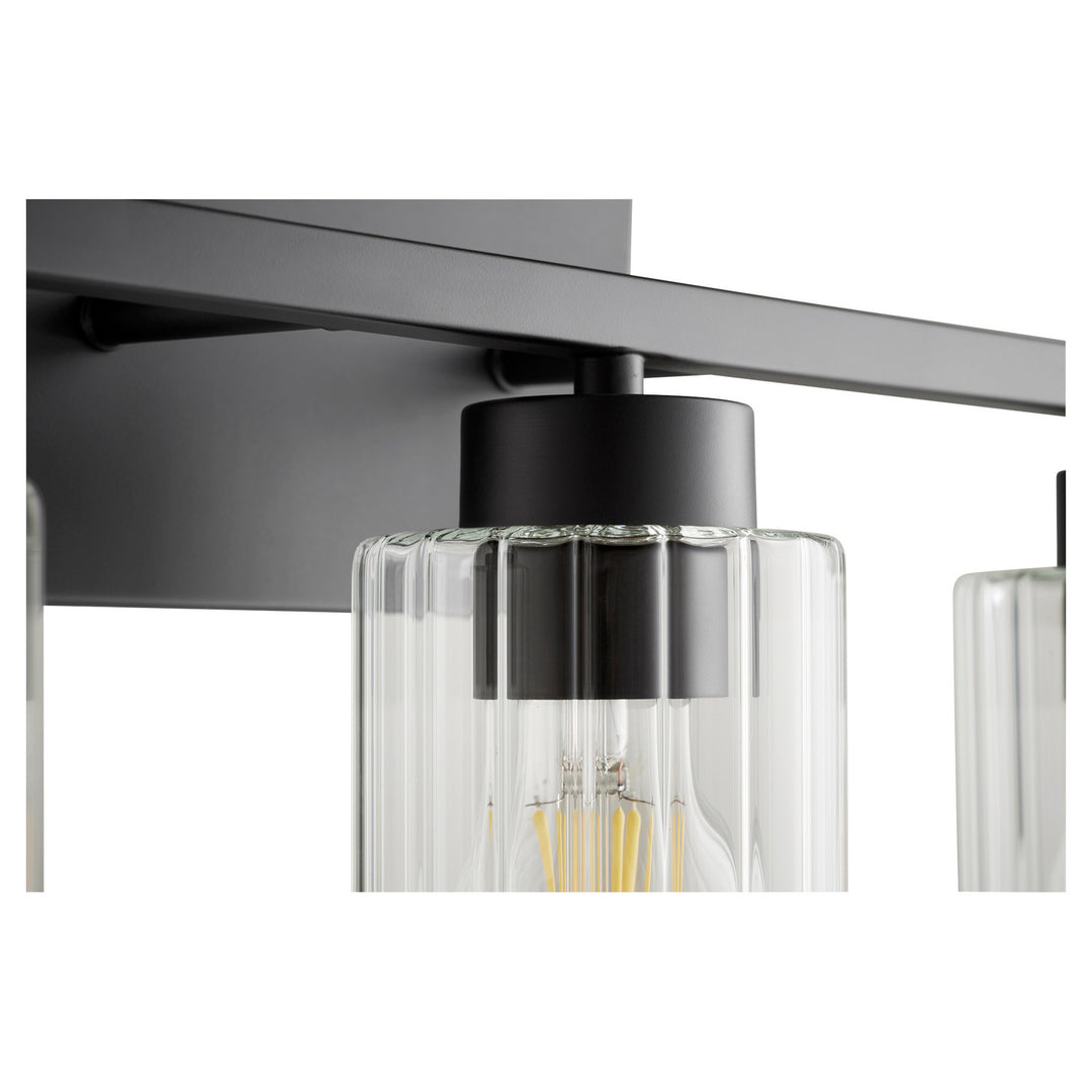 Quorum Ladin 501-3-69 Bath Vanity Light 22 in. wide - Textured Black W/ Clear Fluted Glass