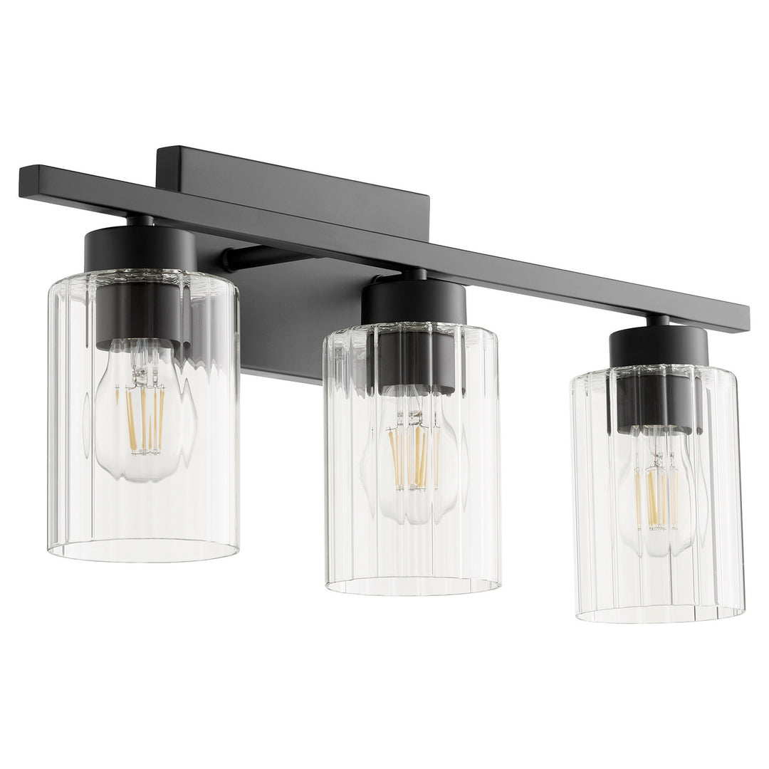 Quorum Ladin 501-3-69 Bath Vanity Light 22 in. wide - Textured Black W/ Clear Fluted Glass