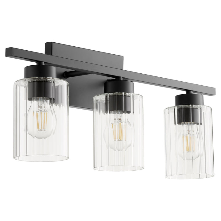 Quorum Ladin 501-3-69 Bath Vanity Light 22 in. wide - Textured Black W/ Clear Fluted Glass