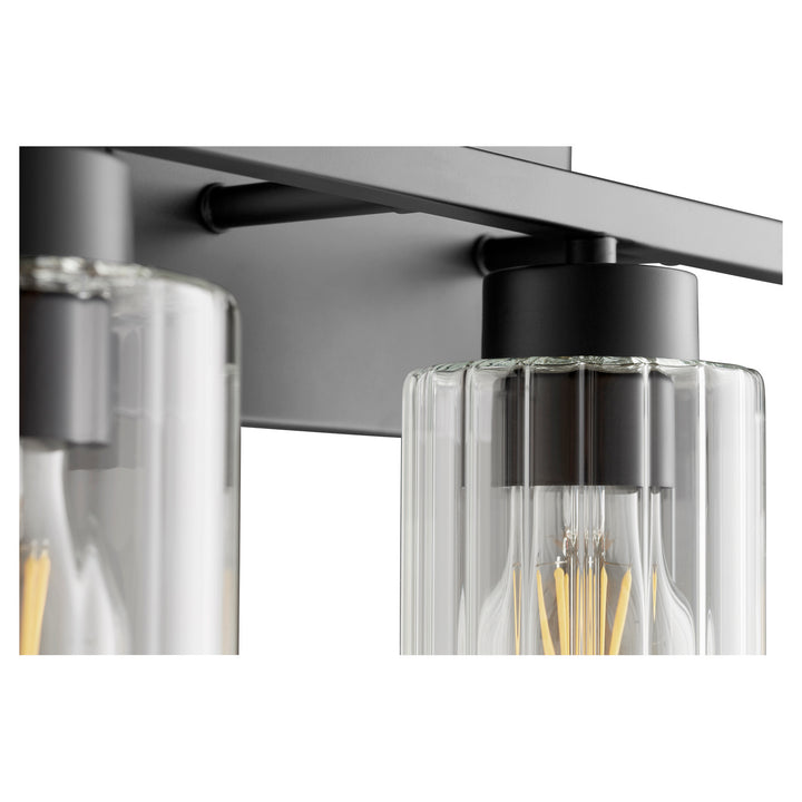 Quorum Ladin 501-4-69 Bath Vanity Light 30 in. wide - Textured Black W/ Clear Fluted Glass