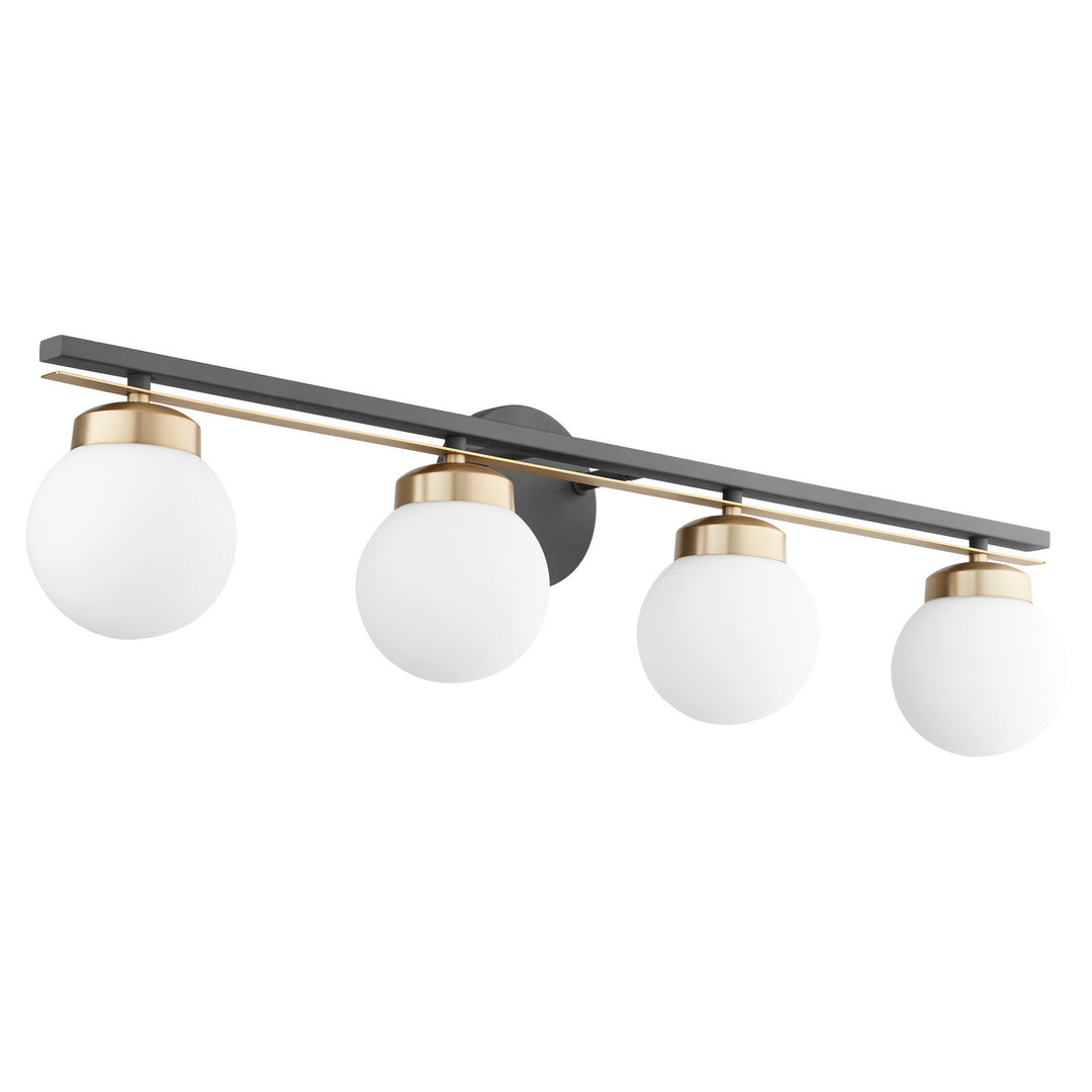 Quorum Nimbus 506-4-6980 Bath Vanity Light 34 in. wide - Textured Black W/ Aged Brass