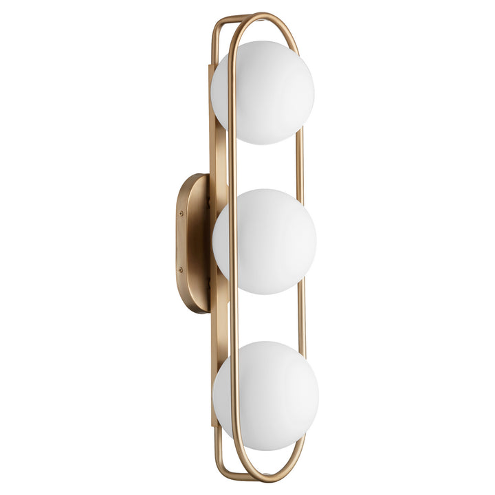 Quorum Belmont 5137-3-80 Bath Vanity Light 26 in. wide - Aged Brass