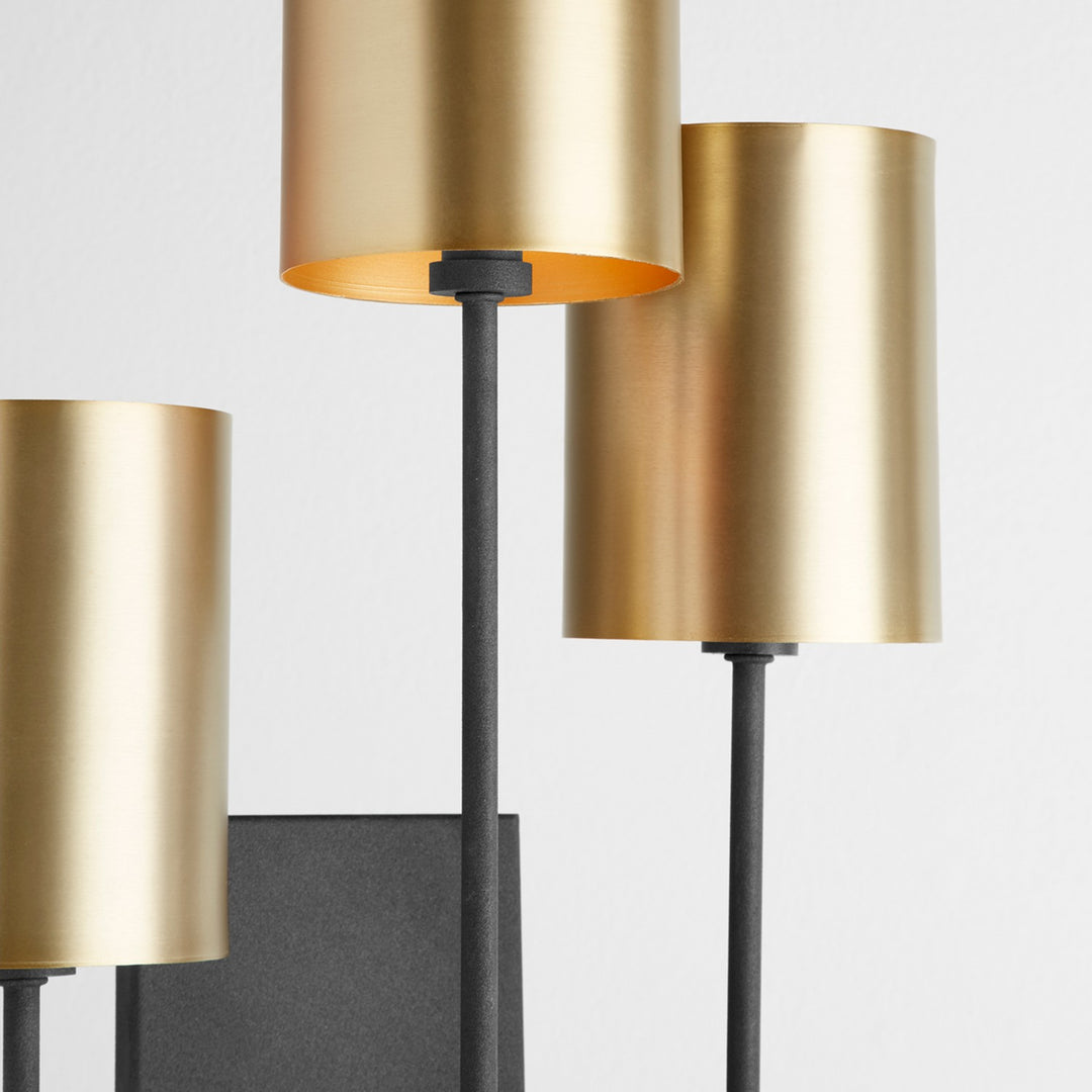 Quorum Harmony 557-3-6980 Wall Sconce Light - Textured Black W/ Aged Brass