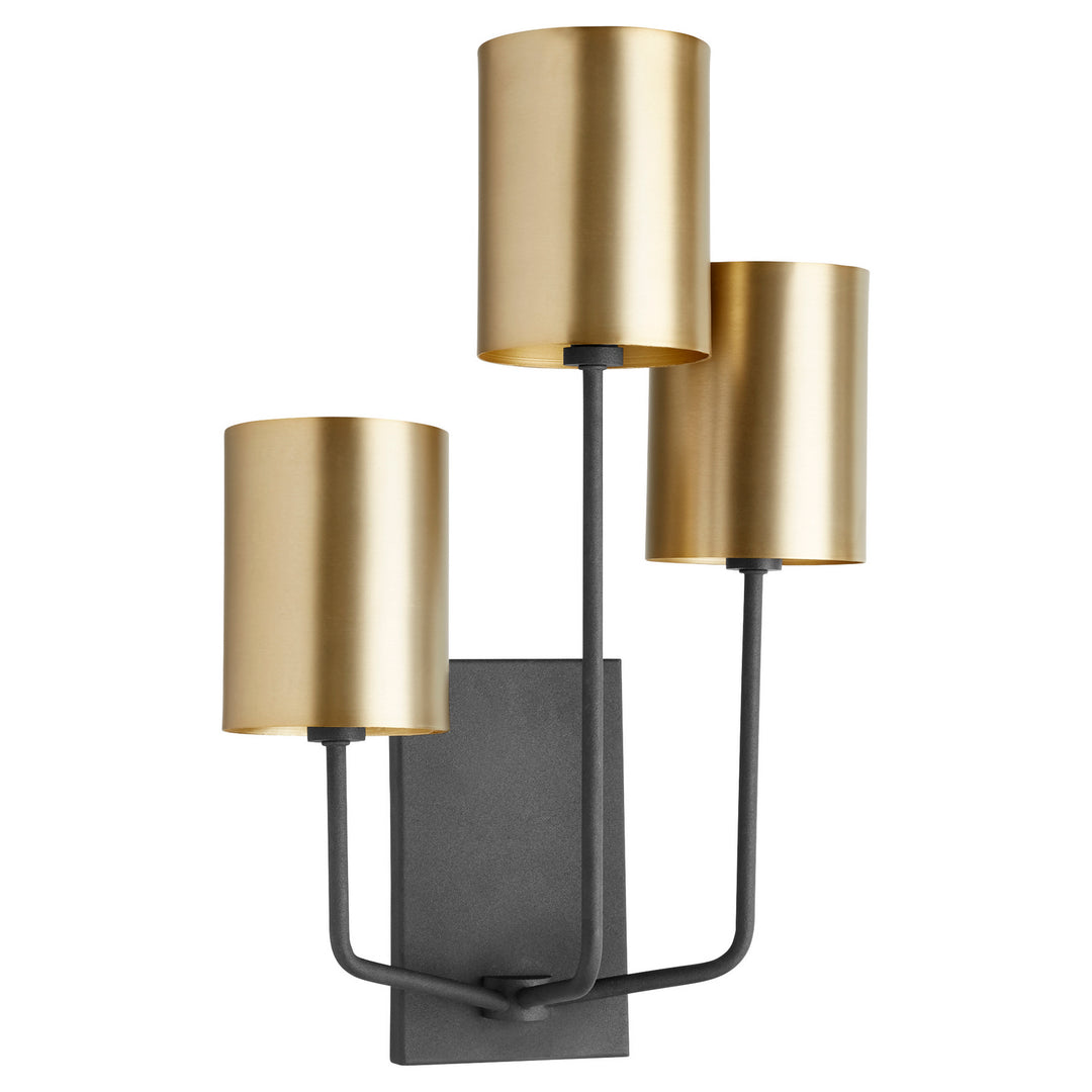Quorum Harmony 557-3-6980 Wall Sconce Light - Textured Black W/ Aged Brass