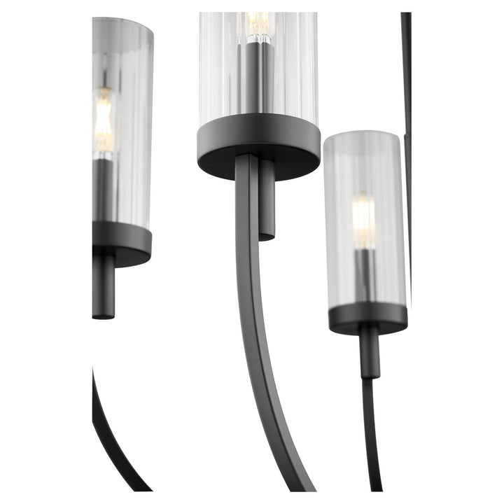 Quorum Ladin 601-5-69 Chandelier Light - Textured Black W/ Clear Fluted Glass