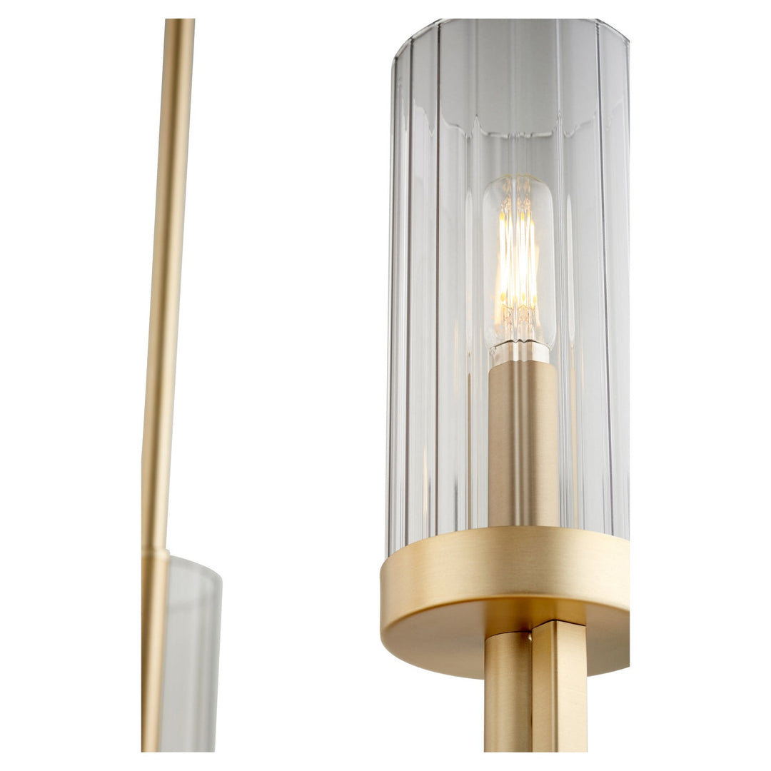 Quorum Ladin 601-5-80 Chandelier Light - Aged Brass W/ Smoke Fluted Glass