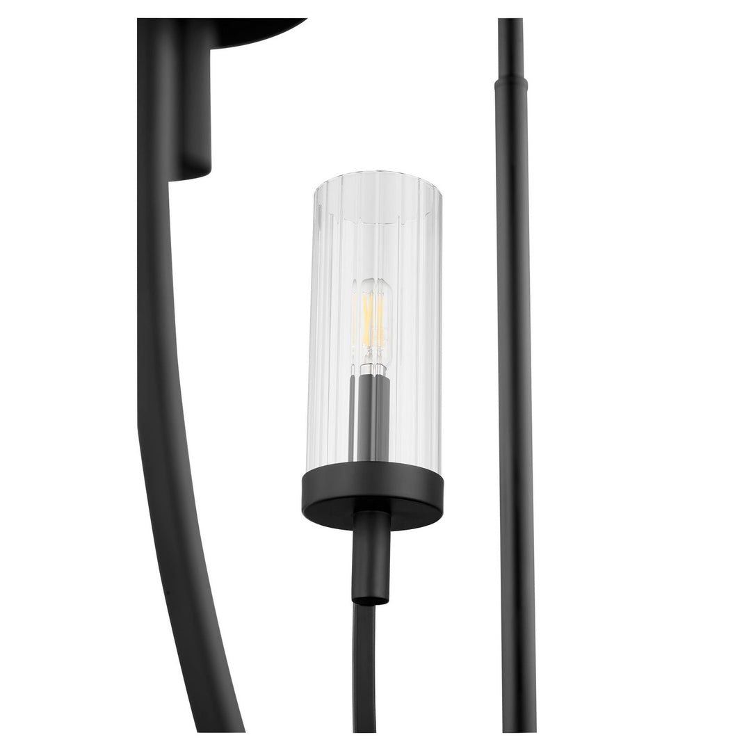 Quorum Ladin 601-8-69 Chandelier Light - Textured Black W/ Clear Fluted Glass