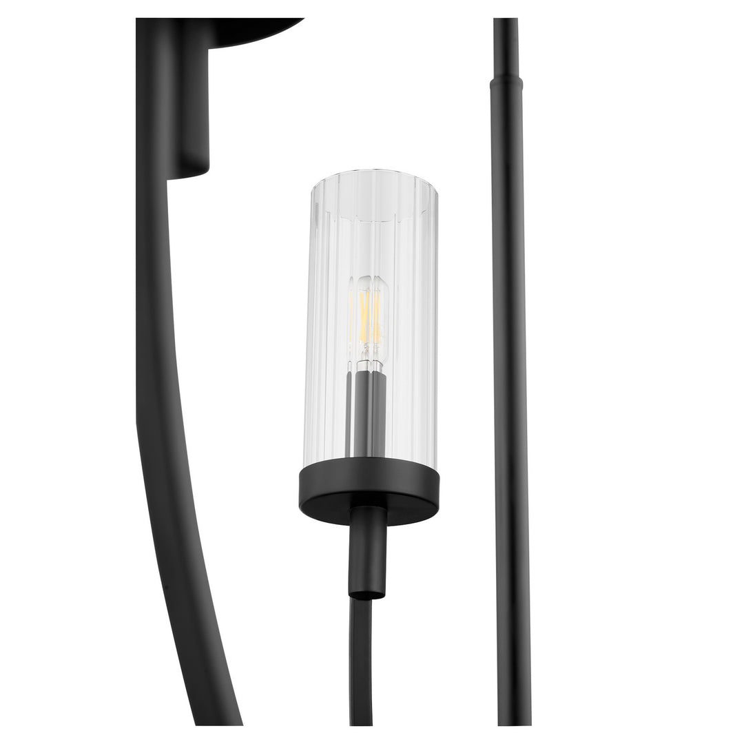 Quorum Ladin 601-8-69 Chandelier Light - Textured Black W/ Clear Fluted Glass
